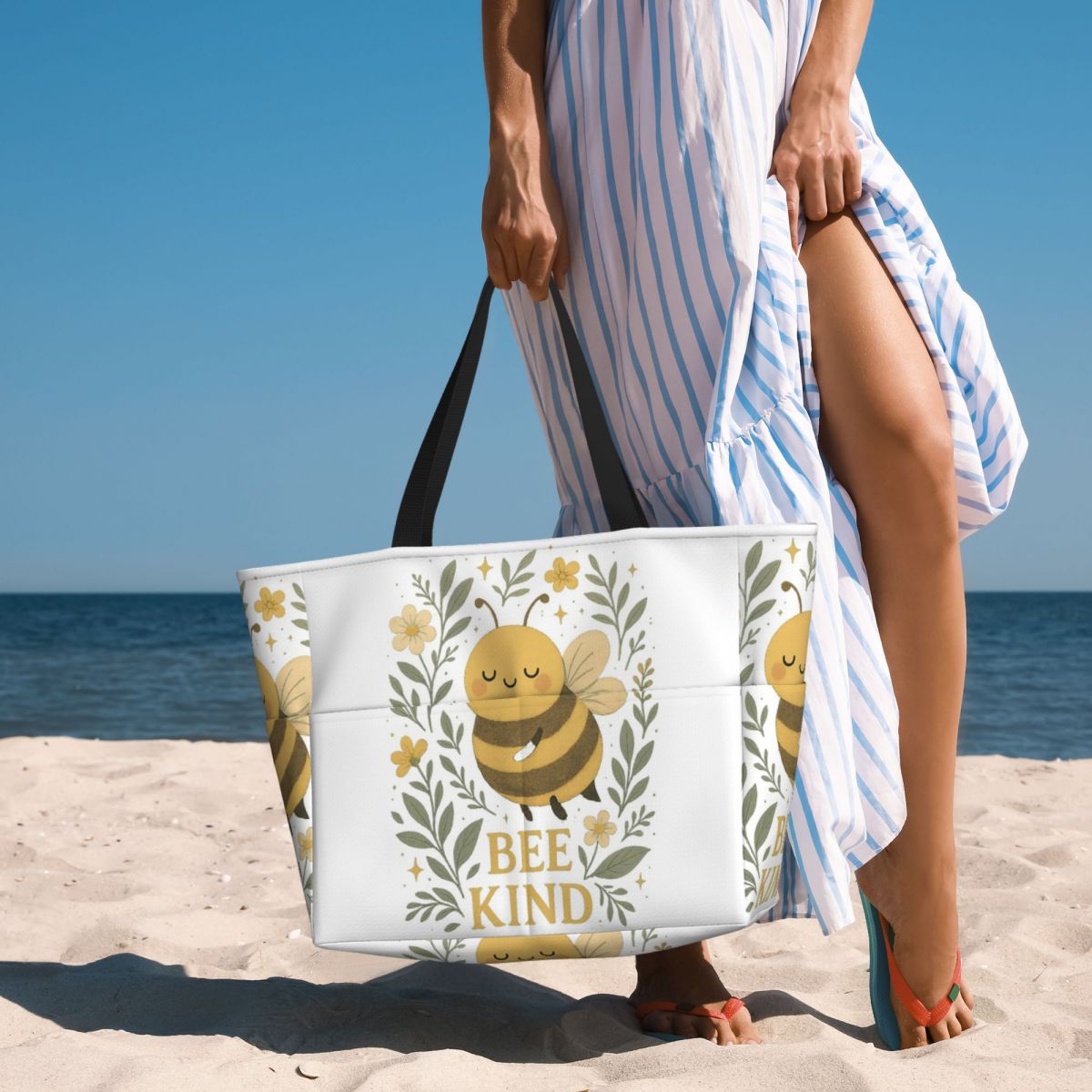Yoga Fitness Quotes - Sac fourre-tout de plage avec citation